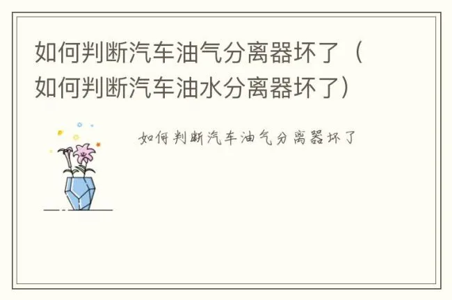 如何判断汽车油气分离器坏了（如何判断汽车油水分离器坏了）