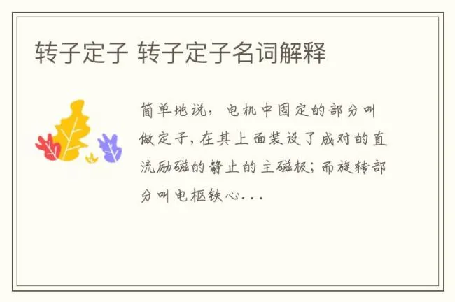 转子定子 转子定子名词解释