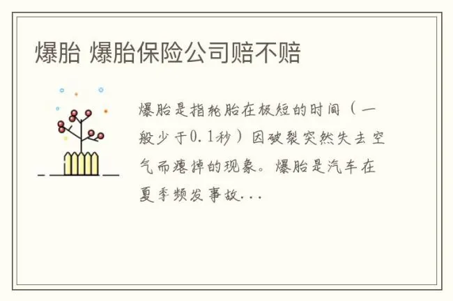 爆胎 爆胎保险公司赔不赔