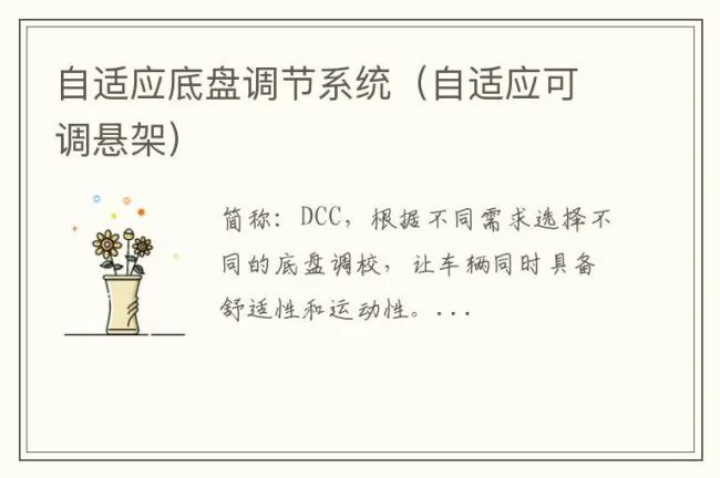 自适应底盘调节系统（自适应可调悬架）