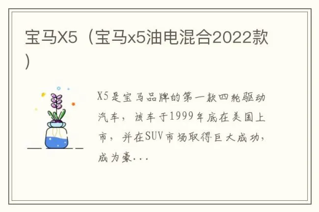 宝马X5（宝马x5油电混合2022款）