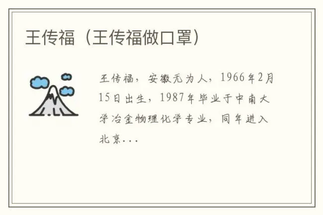 王传福（王传福做口罩）