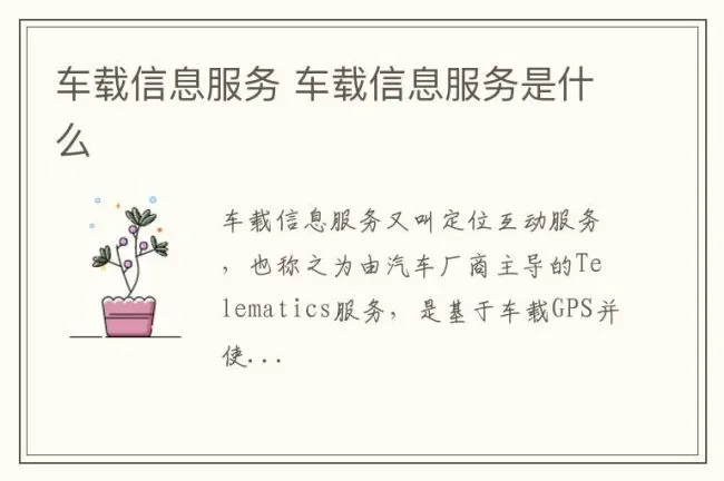 车载信息服务 车载信息服务是什么