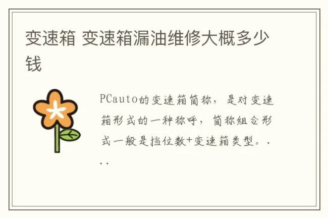 变速箱 变速箱漏油维修大概多少钱