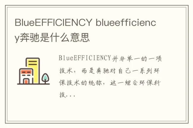 BlueEFFICIENCY blueefficiency奔驰是什么意思