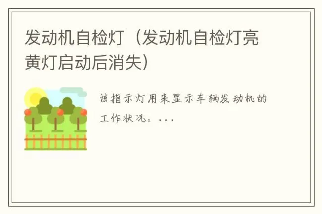 发动机自检灯（发动机自检灯亮黄灯启动后消失）