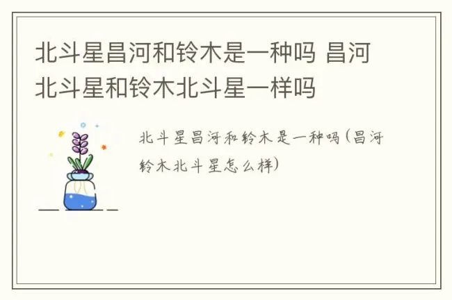 北斗星昌河和铃木是一种吗 昌河北斗星和铃木北斗星一样吗