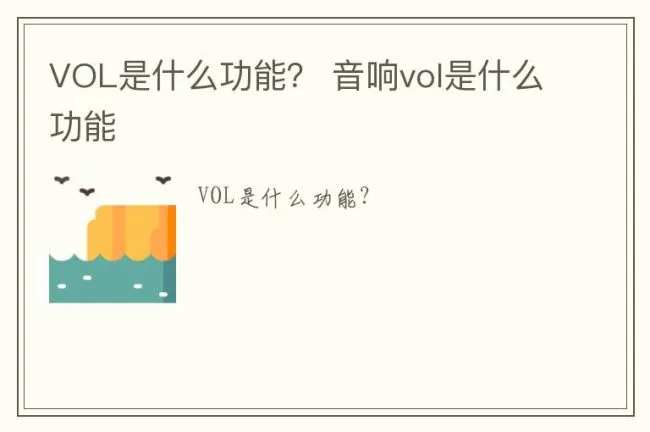 VOL是什么功能？ 音响vol是什么功能