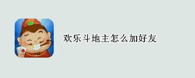欢乐斗地主怎么加好友（欢乐斗地主怎么加好友 id）