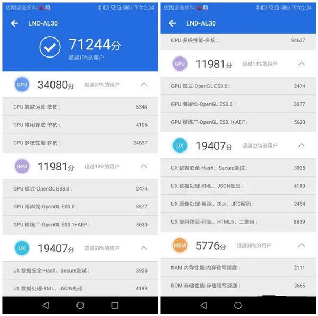 荣耀畅玩7c安兔兔跑分多少