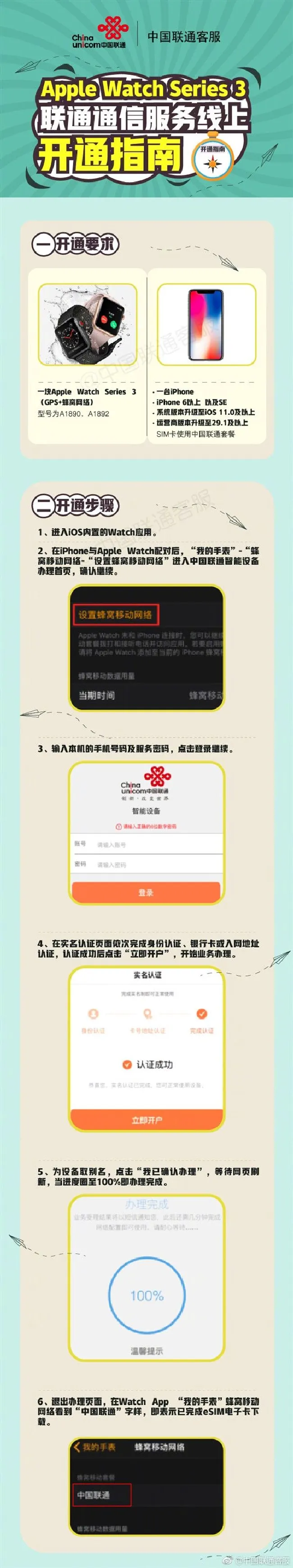 Apple Watch 3如何开通联通eSIM卡