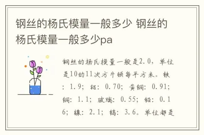 钢丝的杨氏模量一般多少 钢丝的杨氏模量一般多少pa