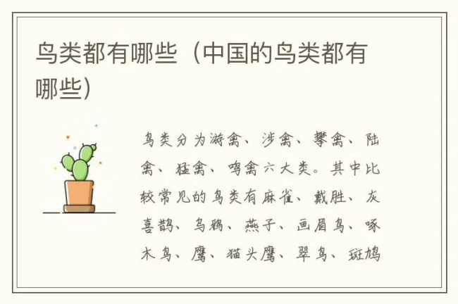 鸟类都有哪些（中国的鸟类都有哪些）