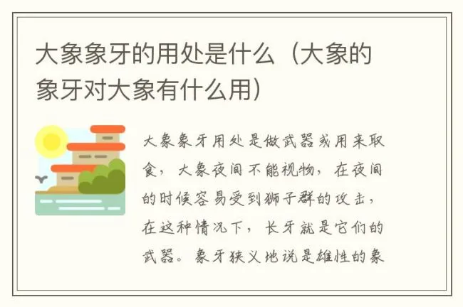 大象象牙的用处是什么（大象的象牙对大象有什么用）