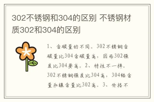 302不锈钢和304的区别 不锈钢材质302和304的区别