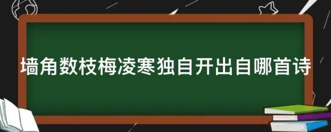 墙角数枝梅凌寒独自开出自哪首诗（墙角数枝梅凌寒独自开是哪首诗的）