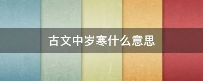 古文中岁寒什么意思 岁寒的意思