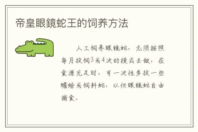 帝皇眼鏡蛇王的饲养方法