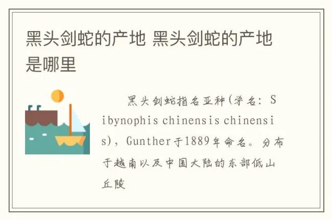 黑头剑蛇的产地 黑头剑蛇的产地是哪里