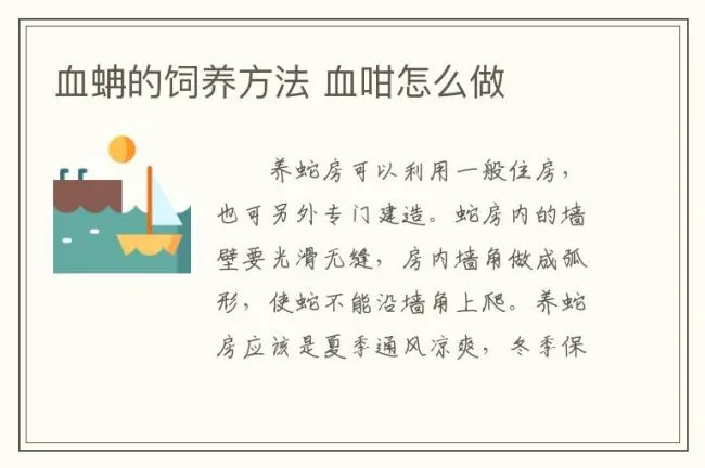 血蚺的饲养方法 血咁怎么做