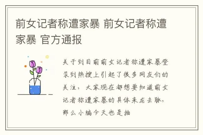 前女记者称遭家暴 前女记者称遭家暴 官方通报